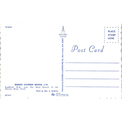 Bement #4 Bradford New Hampshire Covered Bridge Postcard PC3