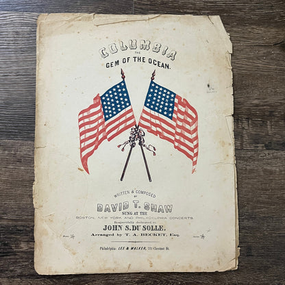 Columbia The Gem of the Ocean Davit T. Shaw 1861 Civil War Sheet Music V33-4