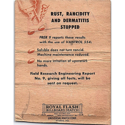Van Straaten Chemical Co Chicago IL Vintage Large Matchbook Cover ML1-7
