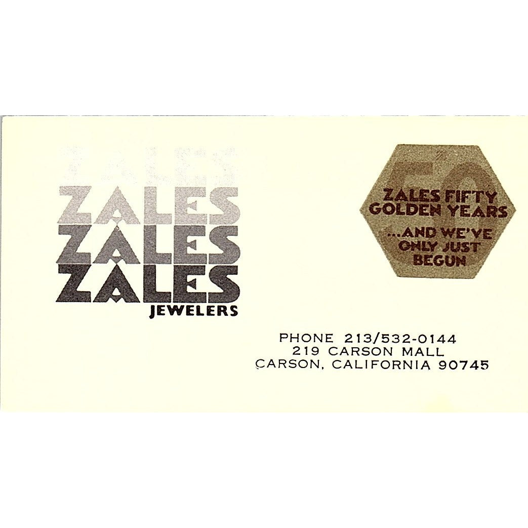 Zales Jewelers 219 Carson Mall Carson CA Vintage Business Card SB4-B1