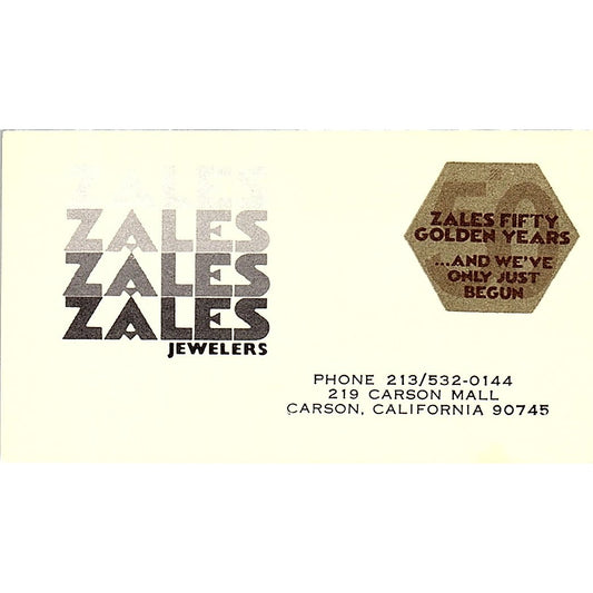 Zales Jewelers 219 Carson Mall Carson CA Vintage Business Card SB4-B1