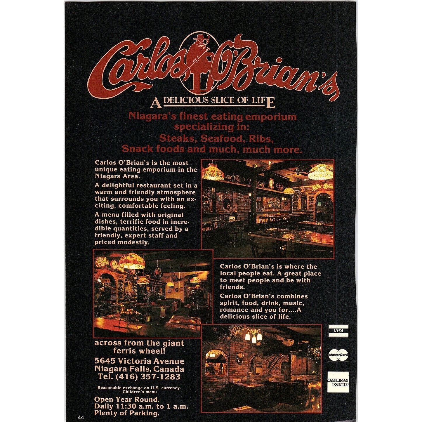 Carlos O'Brian's Niagara's finest eating emporium Niagara Falls ON SAG4-2