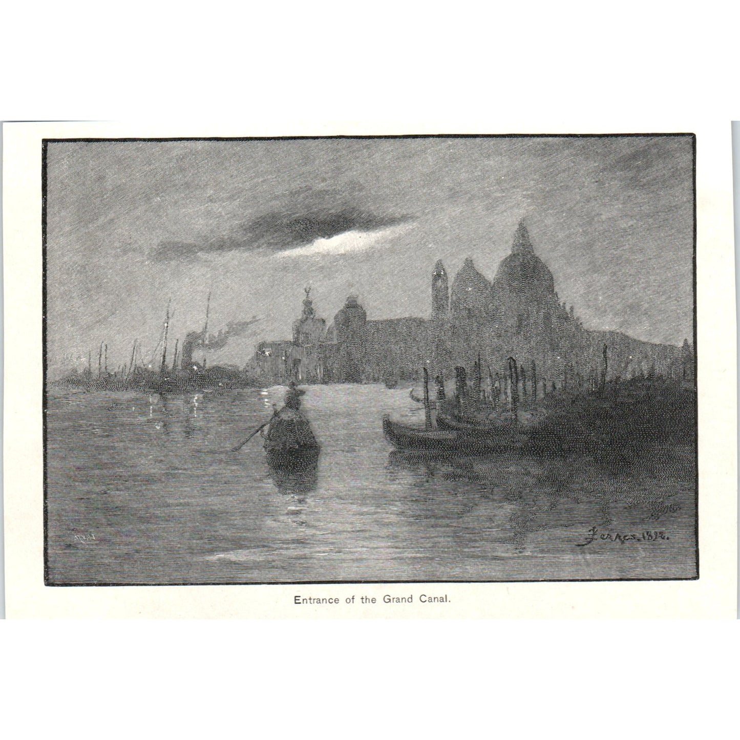 Gondola at Grand Canal Entrance 1892 Magazine Print AB6-SM2