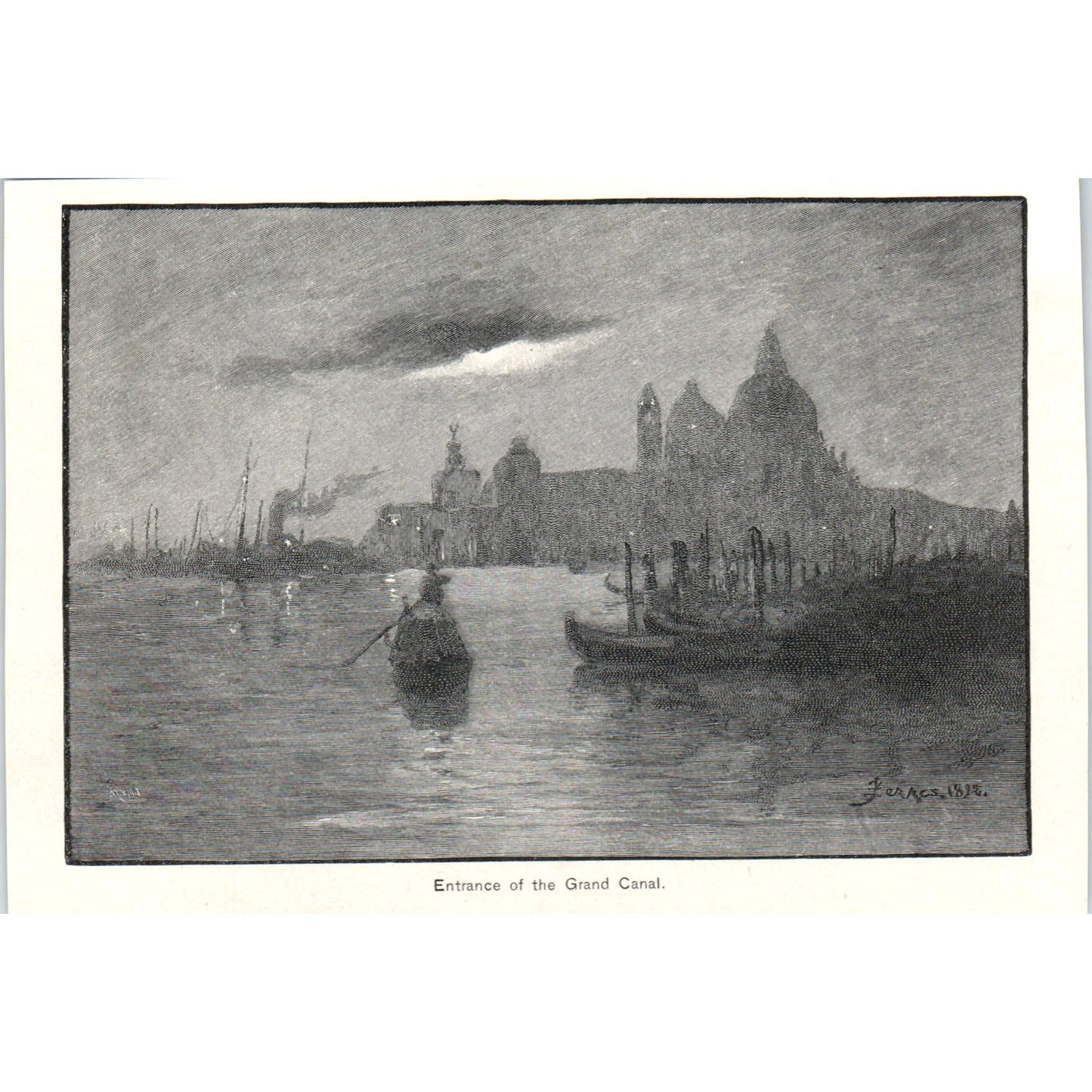 Gondola at Grand Canal Entrance 1892 Magazine Print AK5-H8