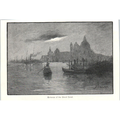 Gondola at Grand Canal Entrance 1892 Magazine Print AK5-H8