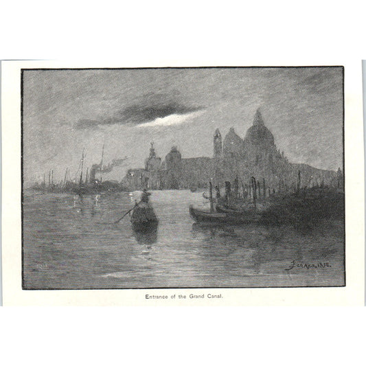 Gondola at Grand Canal Entrance 1892 Magazine Print AK5-H8