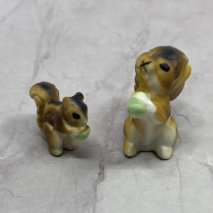 1950s Set of 2 Bone China Miniature Squirrel Figurines 1" & 1.25" SE2