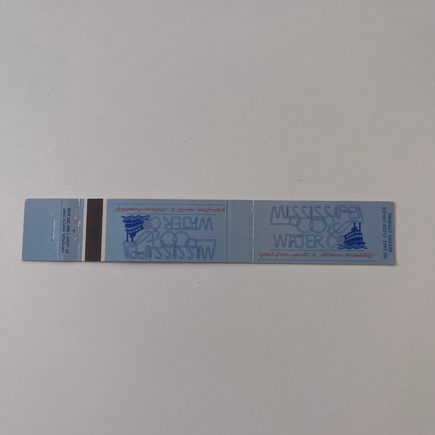 Mississippi Water Co Restaurant Vintage Matchbook TB6-MB2-9