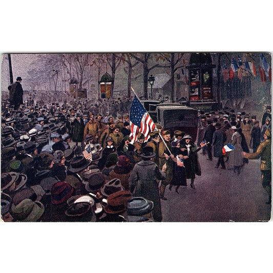 c1920 WWI American Legion French Celebrating End of War Antique Postcard PE5