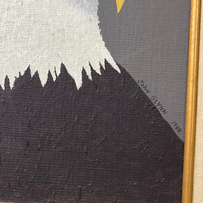 1988 Original Bald Eagle Framed Art Painting John J. Glynn Plymouth MN 14x18"