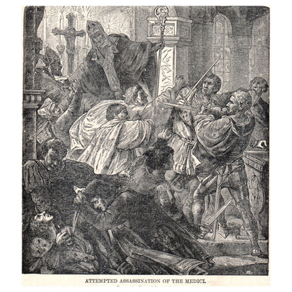 Attempted Assassination of the Medici Conrad Ermisch 1911 Engraving Print AF5-7