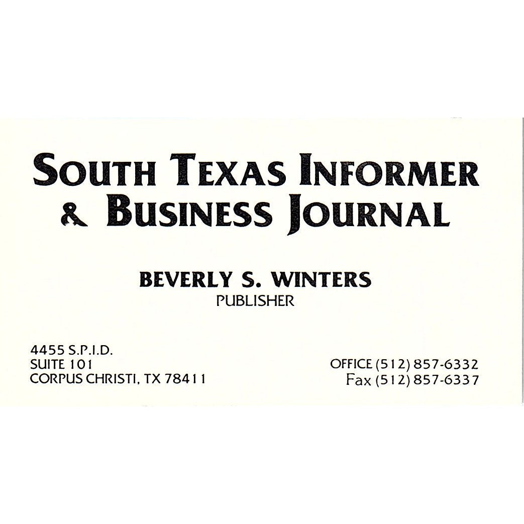 Beverly S Winters South Texas Informer & Business Journal Business Card SD9-B13