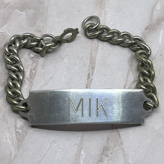 Vintage Identification ID Bracelet Engraved "MIK" SB8