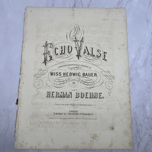 1862 Echo Valse Hedwig Bauer Herman Boehme Civil War Sheet Music V16