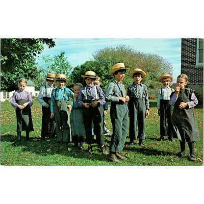 Amish Children During Recess at School Pennsylvania Dutch Country Postcard PD8