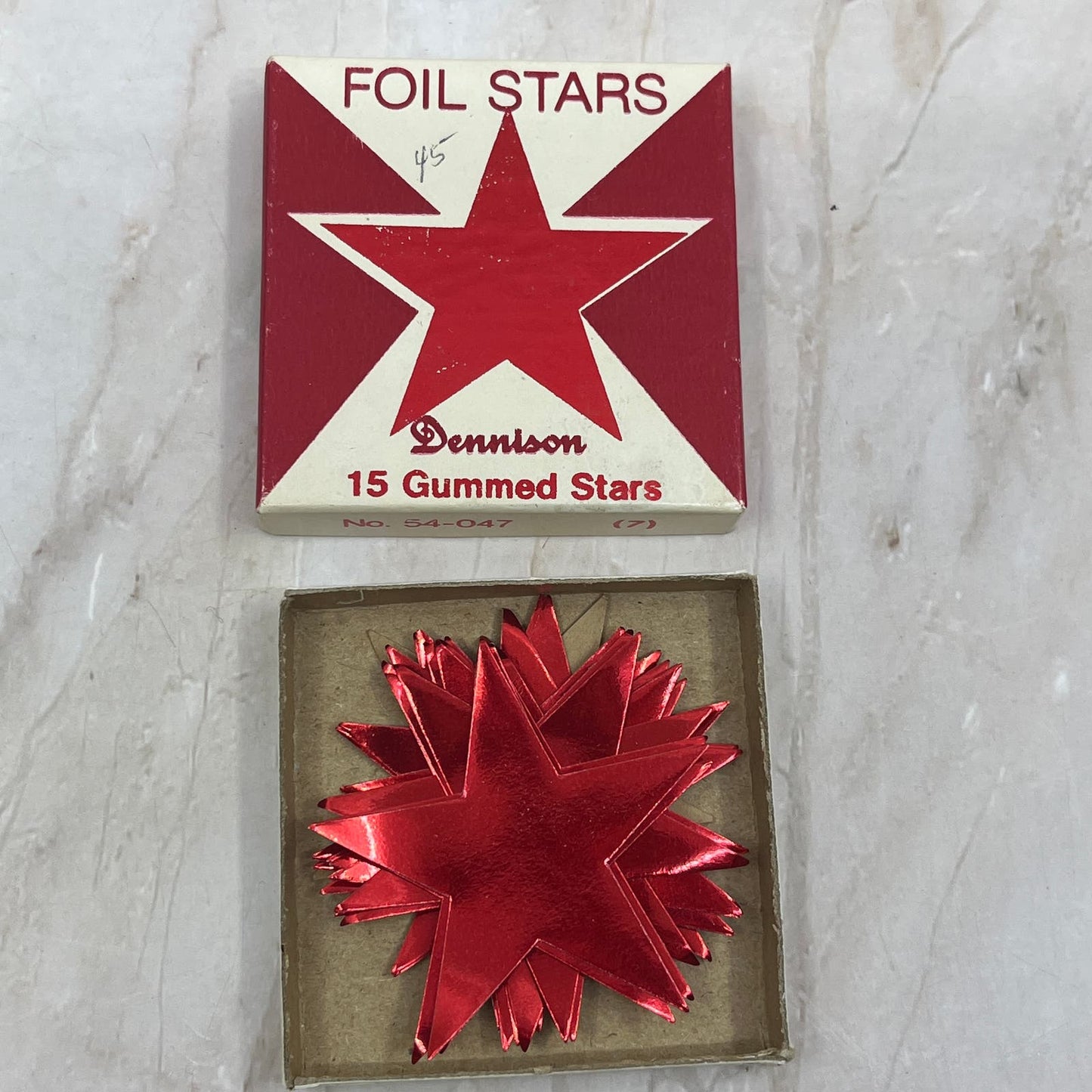 Vintage Dennison Gummed Foil Stars Red USA SB8