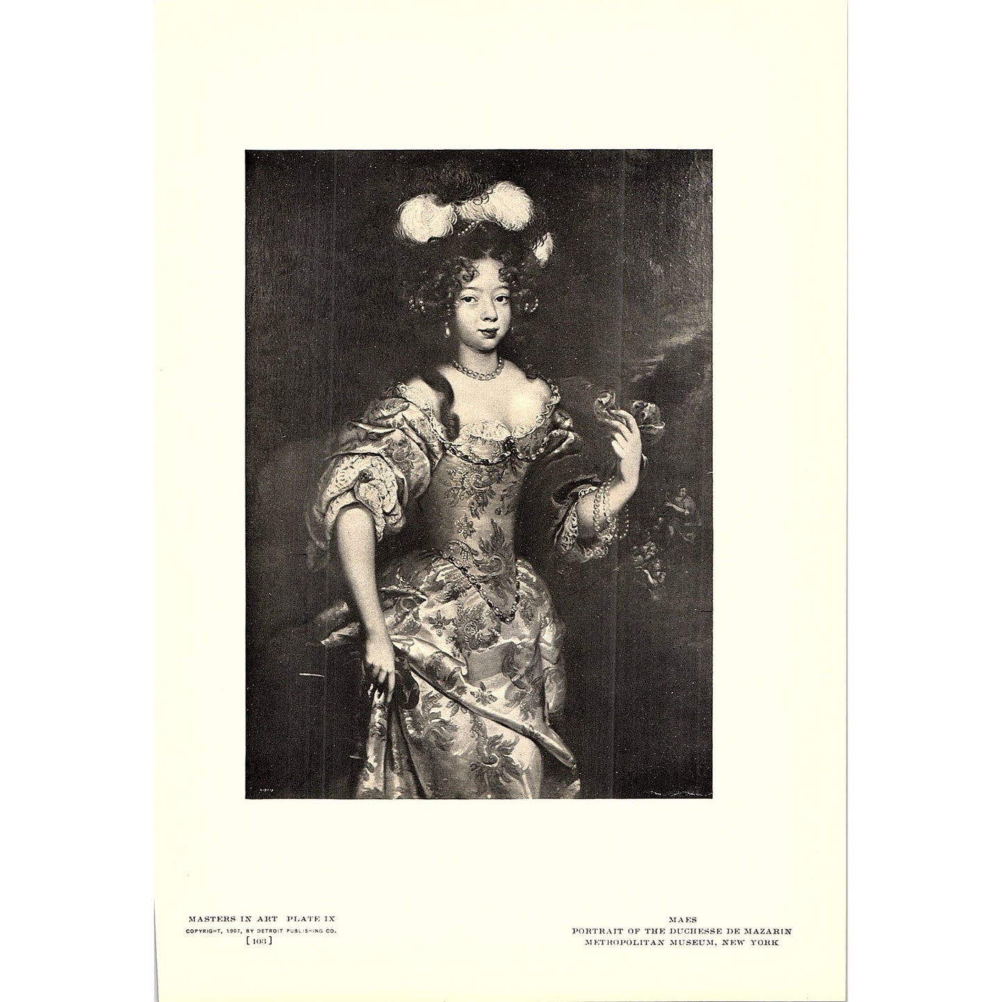 Portrait of the Duchesse De Mazarin - Maes - 1908 Litho Art Print AF5-5