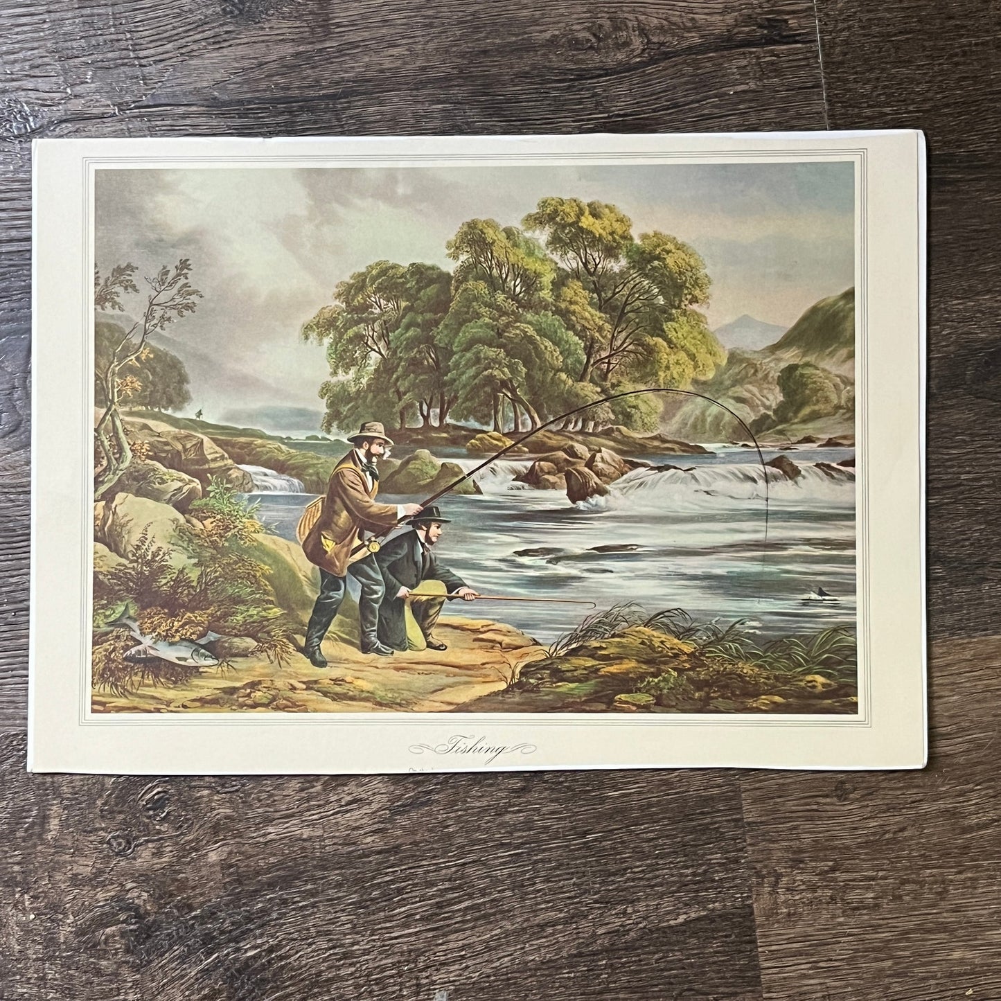 Vintage Salmon Fishing by Alexander Rolfe Art Print 9x12 V4