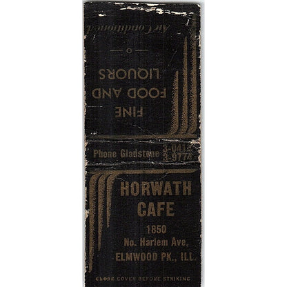 Horwath Cafe Elmwood Park IL Vintage Matchbook Cover SF3-Y3