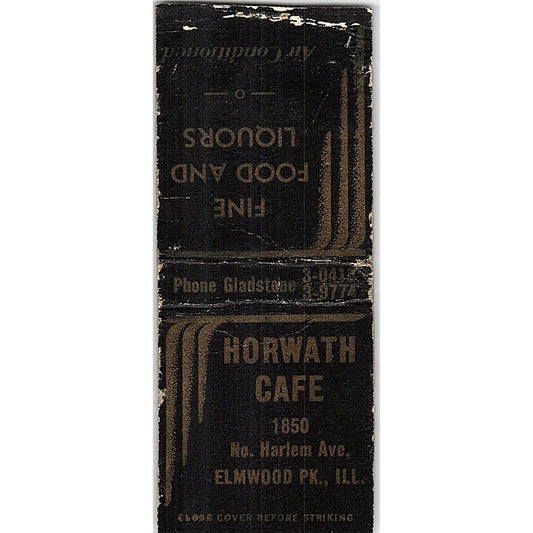 Horwath Cafe Elmwood Park IL Vintage Matchbook Cover SF3-Y3