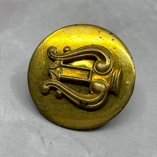 Vintage Vintage Brass Musicians Button Harp Pinback Button 1" SE2