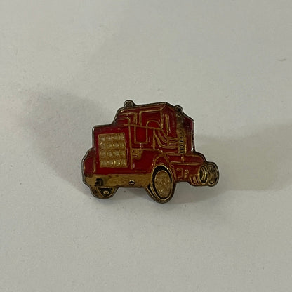 Red Semi Truck Trucker Vintage Lapel Pin Enamel Pinback Button SE9