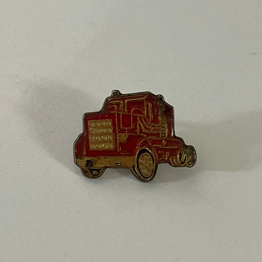 Red Semi Truck Trucker Vintage Lapel Pin Enamel Pinback Button SE9