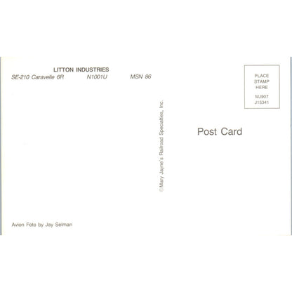 Litton Industries SE-210 Caravelle 6R N1001U Vintage Postcard TG8-PC