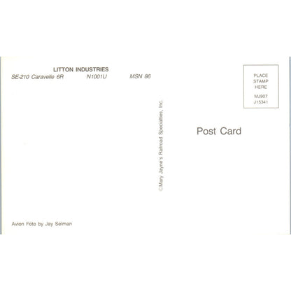 Litton Industries SE-210 Caravelle 6R N1001U Vintage Postcard P4-5