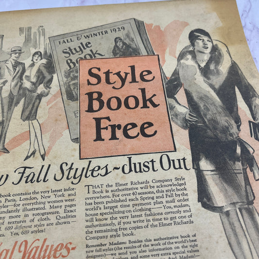 1929 Elmer Richards Co Chicago Fall Style Book Promo Vintage Ad 10x13 V17