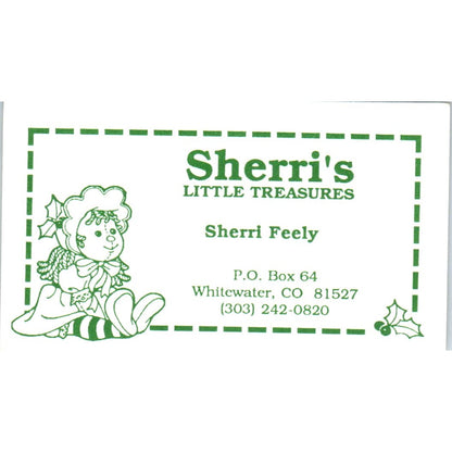 Sherri's Little Treasures Sherri Feely Whitewater CO Vtg Business Card SD8-B19