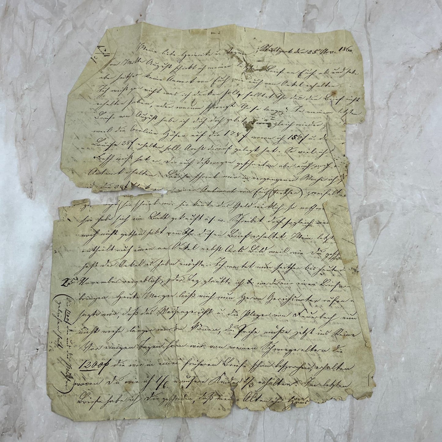 1960 Civil War Era Original Handwritten Letter in French TG9-E1