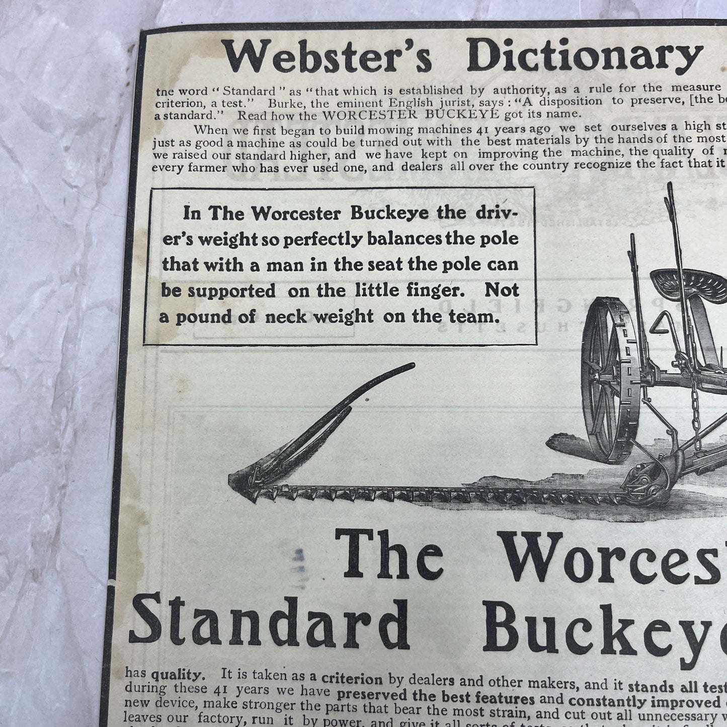 The Worcester Standard Buckeye Mower Richardson Mfg Co 1905 Magazine Ad FL6-11