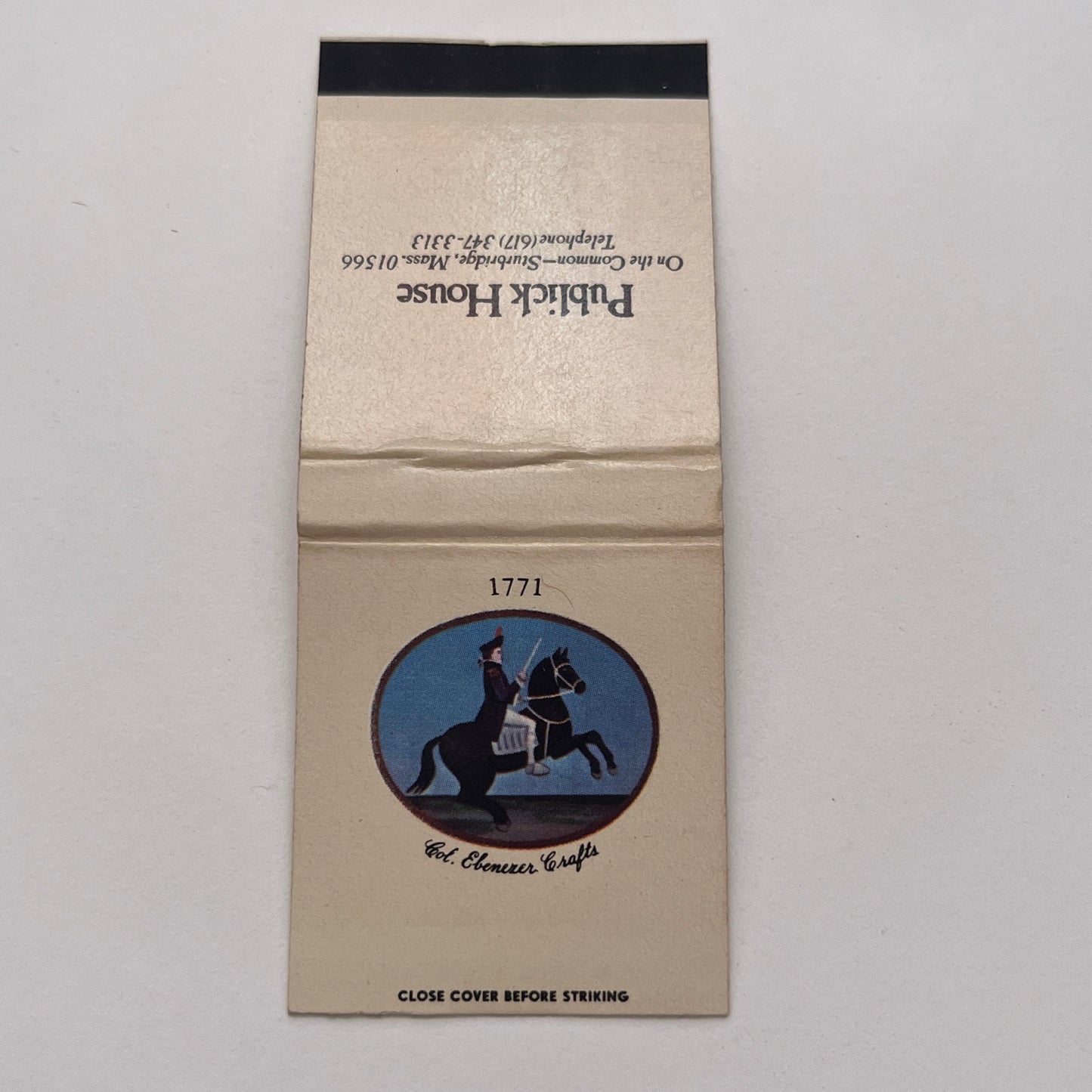 Publick House Sturbridge MA Col Ebenezer Crafts Vintage Matchbook Cover TB8-MB-3