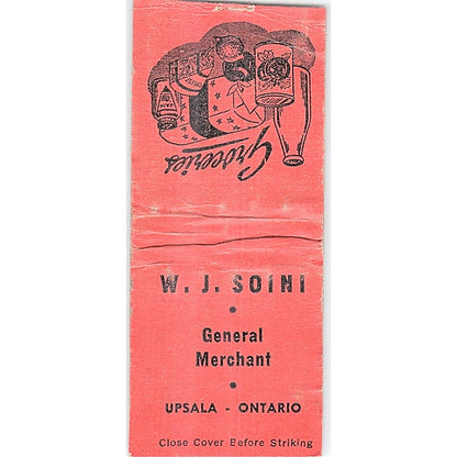 W.J. Soini General Merchant Upsala Ontario Vintage Matchbook Cover SF3-Y1