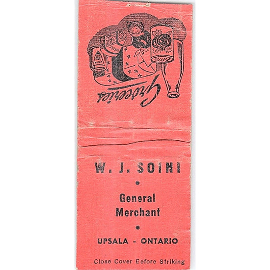 W.J. Soini General Merchant Upsala Ontario Vintage Matchbook Cover SF3-Y1