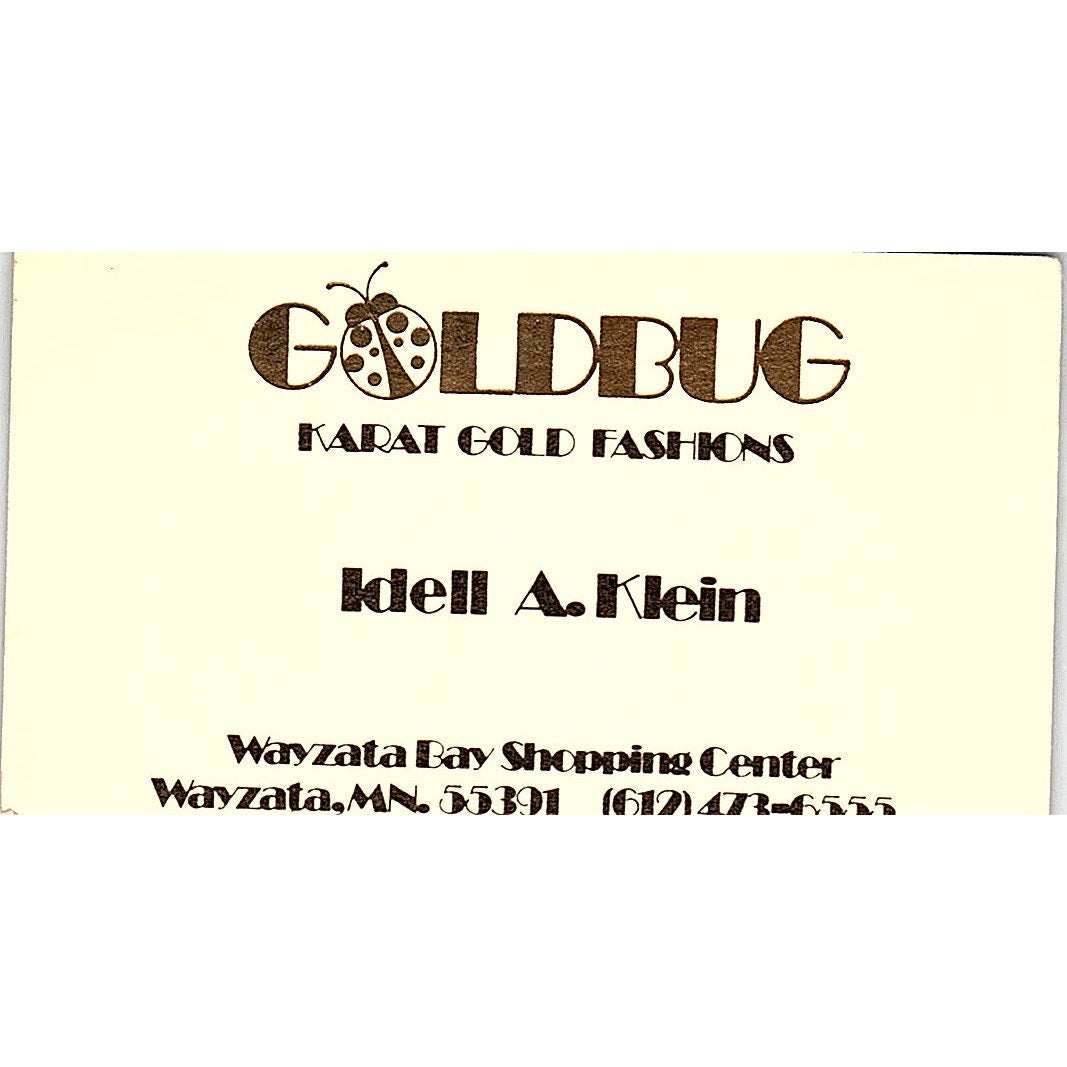 Goldbug Karat Gold Fashion Idell A. Klein Wayzata Vintage Business Card SF3-B9