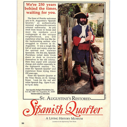 Potter's Wax Museum / Restored Spanish Quarter St. Augustine FL 1989 Ad AF9-13