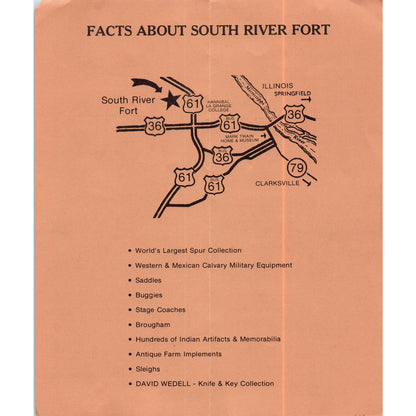 Vintage Original South River Fort Hannibal Missouri Travel Brochure H5-5