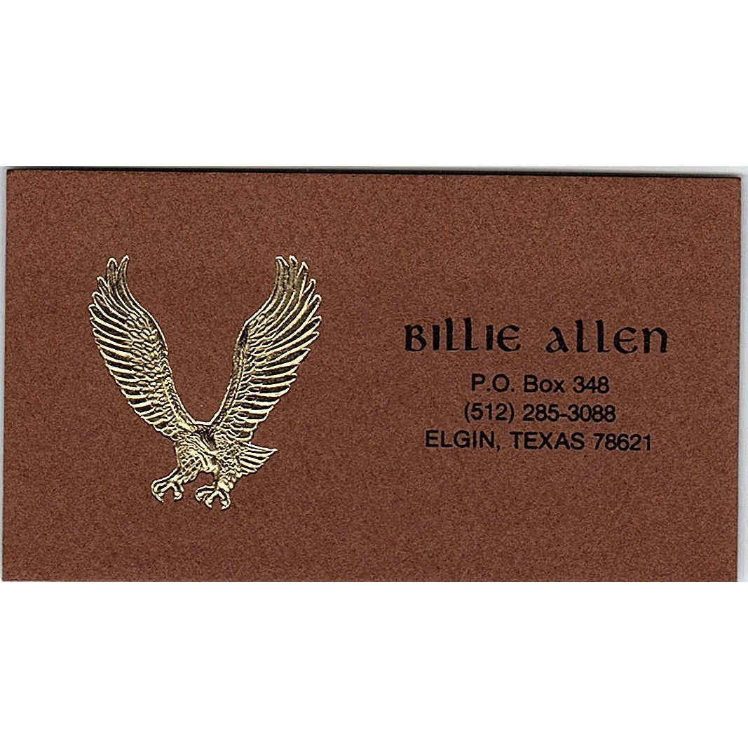 Billie Allen Artist Elgin TX Vintage Business Card SE3-B11