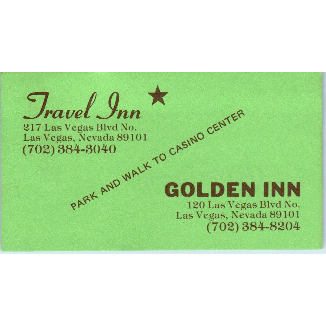 Golden Inn Travel Inn Las Vegas NV Vintage Business Card SE3-B2