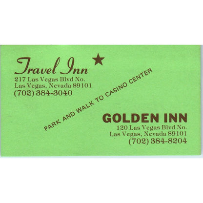 Golden Inn Travel Inn Las Vegas NV Vintage Business Card SE3-B2