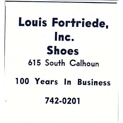 Louis Fortriede Inc Shoes 615 South Calhoun Fort Wayne Indiana 1964 Ad AG1-S10