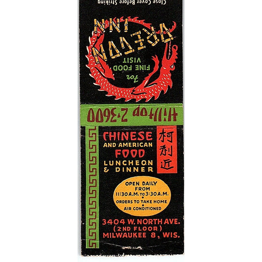 Dregon Inn Chinese Food Milwaukee WI Vintage Matchbook Cover SE5-Y2