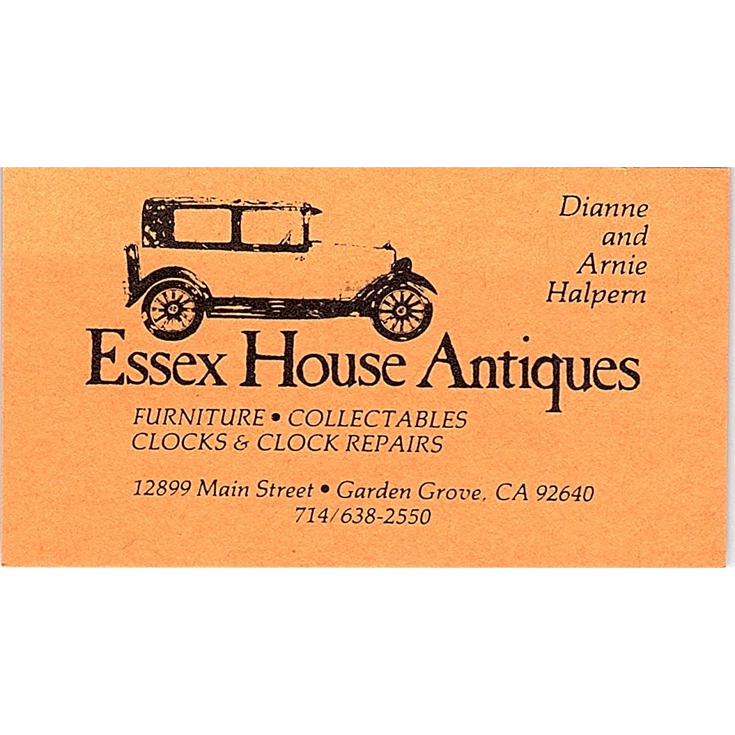 Dianne & Arnie Halpern Essex House Antiques Garden Grove Business Card SE3-B16