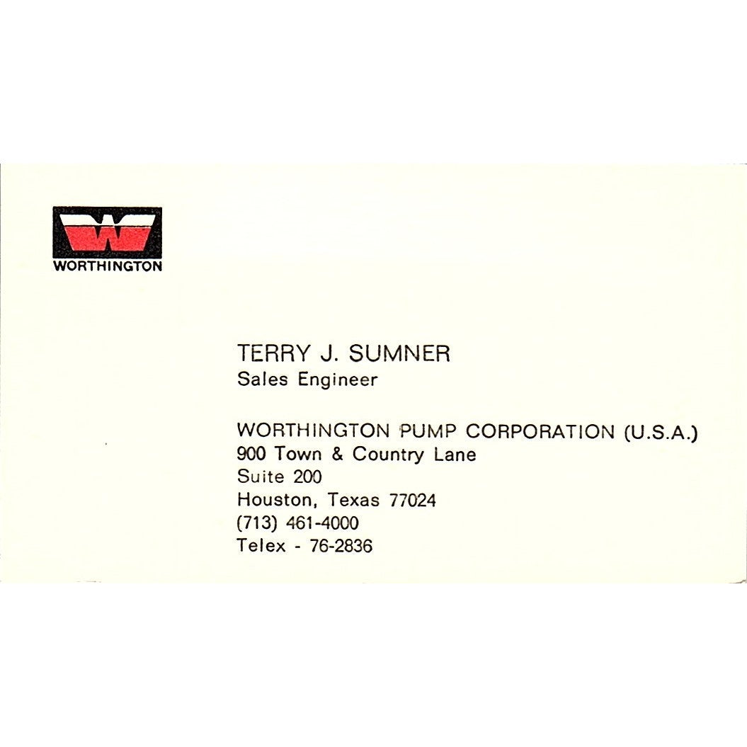 Worthington Pump Corporation (USA) Terry J. Sumner Houston TX Card SSB4-B12
