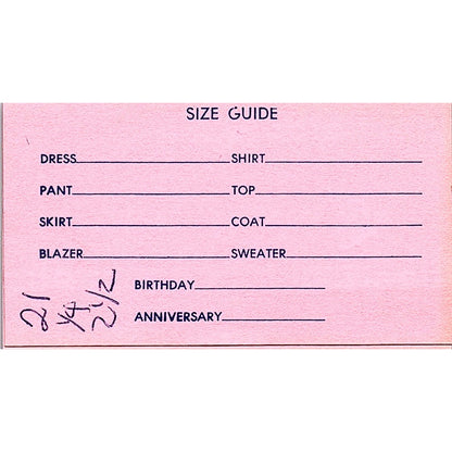 Tamara's of Southern California Peggy Vintage Business Card SE5-B4