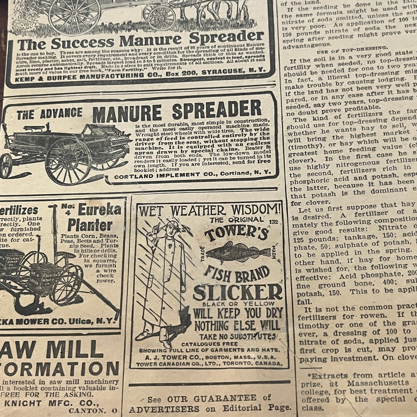 Smith Manure Spreader Co Endless Manure Spreader Chicago 1905 Magazine Ad FL6-11