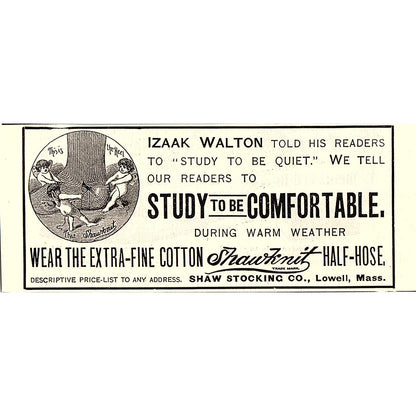 Shawknit Half-Hose Stockings Shaw Stocking Co Lowell MA 1892 Ad AG2-H6