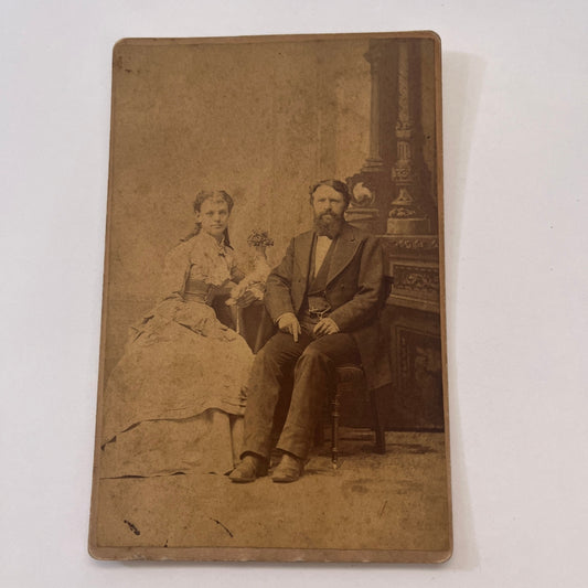 c1880 Husband & Wife Crispell, Battle Creek MI Antique Victorian CDV Card L2-1